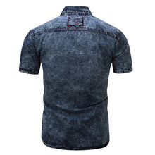 Load image into Gallery viewer, Cotton Denim Short Sleeve Cargo Shirt