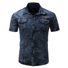 Load image into Gallery viewer, Cotton Denim Short Sleeve Cargo Shirt