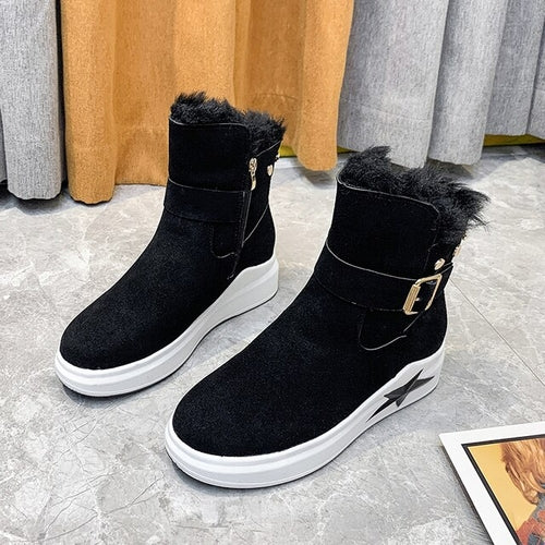 Casual Thicken Warm Plush Fur Flat Snow Boots