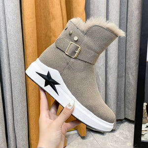 Casual Thicken Warm Plush Fur Flat Snow Boots