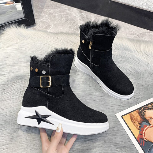 Casual Thicken Warm Plush Fur Flat Snow Boots