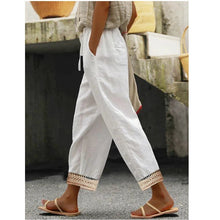 Load image into Gallery viewer, Cotton Linen Pants Vintage Solid Elastic Waist