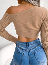 Load image into Gallery viewer, Off Shoulder Knitted Sweater Long Sleeve Cropped