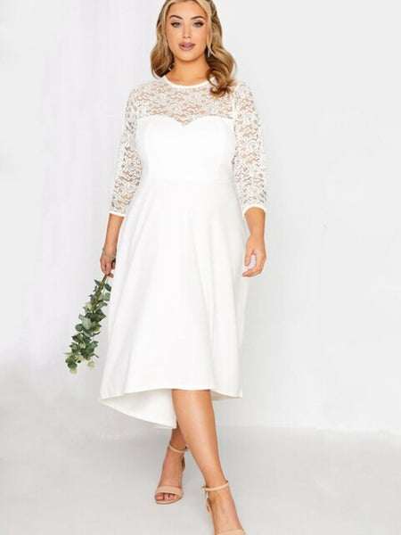 Plus Size White Elegant Dress