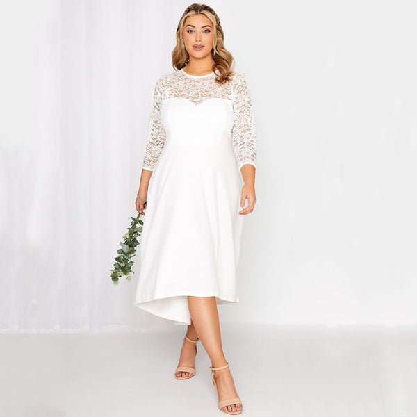 Plus Size White Elegant Dress