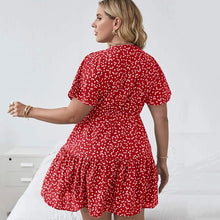 Load image into Gallery viewer, Floral Print Summer Casual Tiered Dress Short Sleeve
