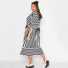 Load image into Gallery viewer, Elegant Striped Smock Dress