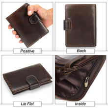 Load image into Gallery viewer, Real Cowhide Genuine Leather Men Wallet Clutch Hasp Open