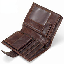 Load image into Gallery viewer, Real Cowhide Genuine Leather Men Wallet Clutch Hasp Open