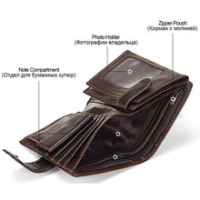 Load image into Gallery viewer, Real Cowhide Genuine Leather Men Wallet Clutch Hasp Open
