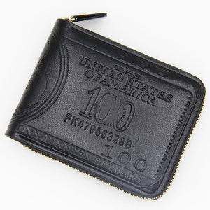 Retro Wallet Dollar Print PU Zipper Short Coin Purse