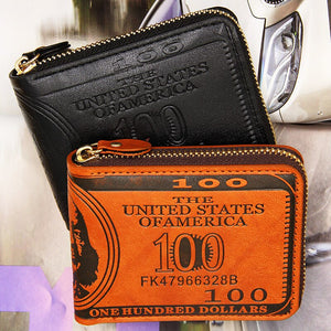 Retro Wallet Dollar Print PU Zipper Short Coin Purse