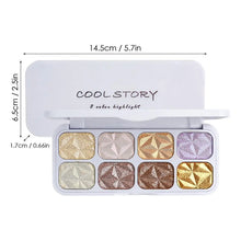 Load image into Gallery viewer, 8 colors Shiny Highlighter Makeup Powder Palette Diamond highlight eye