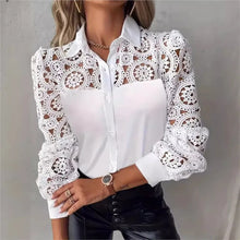 Load image into Gallery viewer, Hollow V-neck Unique Women's Shirt Elegant