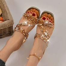 Load image into Gallery viewer, Crystal Slippers Luxury Rhinestone Med Heels Sandals