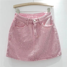 Load image into Gallery viewer, Hot Diamond Splice Denim Skirt High Waist
