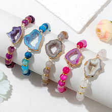 Load image into Gallery viewer, Handmade Natural Druzy Quartz Crystal Charm Bracelet Fashion Stripe