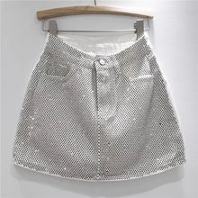 Load image into Gallery viewer, Hot Diamond Splice Denim Skirt High Waist