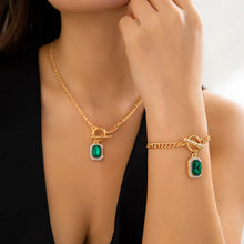 Load image into Gallery viewer, 2Pcs Creative Elegant Green Rhinestone Necklace