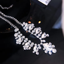 Load image into Gallery viewer, FYUAN Luxury Water Drop Crystal Choker Necklaces for Women Silver
