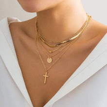 Load image into Gallery viewer, 5Pcs/Set Vintage Cross Coin Heart Pendant Necklace