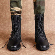 Load image into Gallery viewer, Leather Riding High Top Plush Boots