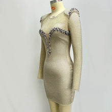Load image into Gallery viewer, Evening Party Dress Sexy O Neck Hollow Out Long Sleeve Mini