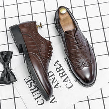 Load image into Gallery viewer, Leather Loafers Men's Pointed Toe Lace-Up