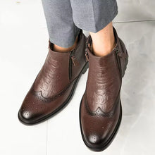 Load image into Gallery viewer, Genuine Leather Men Side Zipper Ankle Boots Winter Plush Snow