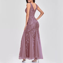 Load image into Gallery viewer, Embroidered Sleeveless Sexy  Dress V Neck
