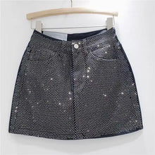 Load image into Gallery viewer, Hot Diamond Splice Denim Skirt High Waist