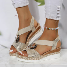 Load image into Gallery viewer, Metal Decoration Snake Print Sandals