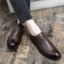 Load image into Gallery viewer, Leather Loafers Men's Pointed Toe Lace-Up