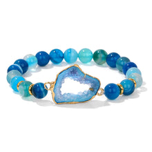 Load image into Gallery viewer, Handmade Natural Druzy Quartz Crystal Charm Bracelet Fashion Stripe