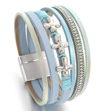 Load image into Gallery viewer, Handmade Braided Cross Leather Bracelet