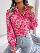 Load image into Gallery viewer, Lantern Sleeve Flower Lapel Shirt