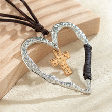 Load image into Gallery viewer, Big Heart Cross Pendant Choker