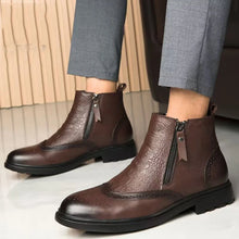 Load image into Gallery viewer, Genuine Leather Men Side Zipper Ankle Boots Winter Plush Snow