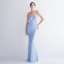 Load image into Gallery viewer, New Sequin Evening Dress Halter Neck Mermaid