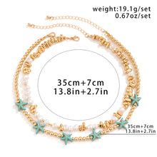 Load image into Gallery viewer, 2Pcs/Set Boho Ocean Blue Starfish Star Beads Chain Necklace