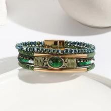 Load image into Gallery viewer, Crystal Stone Beaded Leather Bracelet