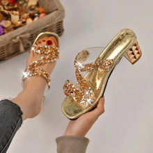 Load image into Gallery viewer, Crystal Slippers Luxury Rhinestone Med Heels Sandals