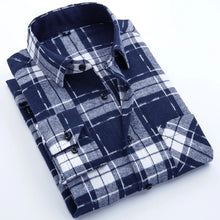 Load image into Gallery viewer, Men's Fashion Contrast Plaid Checkered Brushed Flannel Shirt