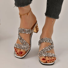 Load image into Gallery viewer, Crystal Slippers Luxury Rhinestone Med Heels Sandals