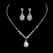 Load image into Gallery viewer, Necklace + Earrings Crystal Wedding Party Bride