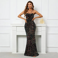 Load image into Gallery viewer, New Sequin Evening Dress Halter Neck Mermaid