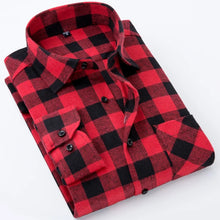 Load image into Gallery viewer, Men's Fashion Contrast Plaid Checkered Brushed Flannel Shirt