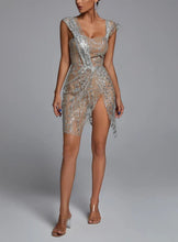 Load image into Gallery viewer, Glitter Mesh Mini Dress Sexy Sleeveless Transparent