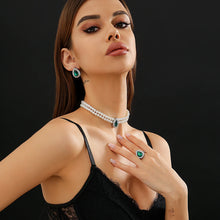 Load image into Gallery viewer, 3Pcs Elegant Exquisite Green Rhinestone Imitation Pearl Chain Necklace