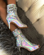 Load image into Gallery viewer, High Heels Silver Lace-up